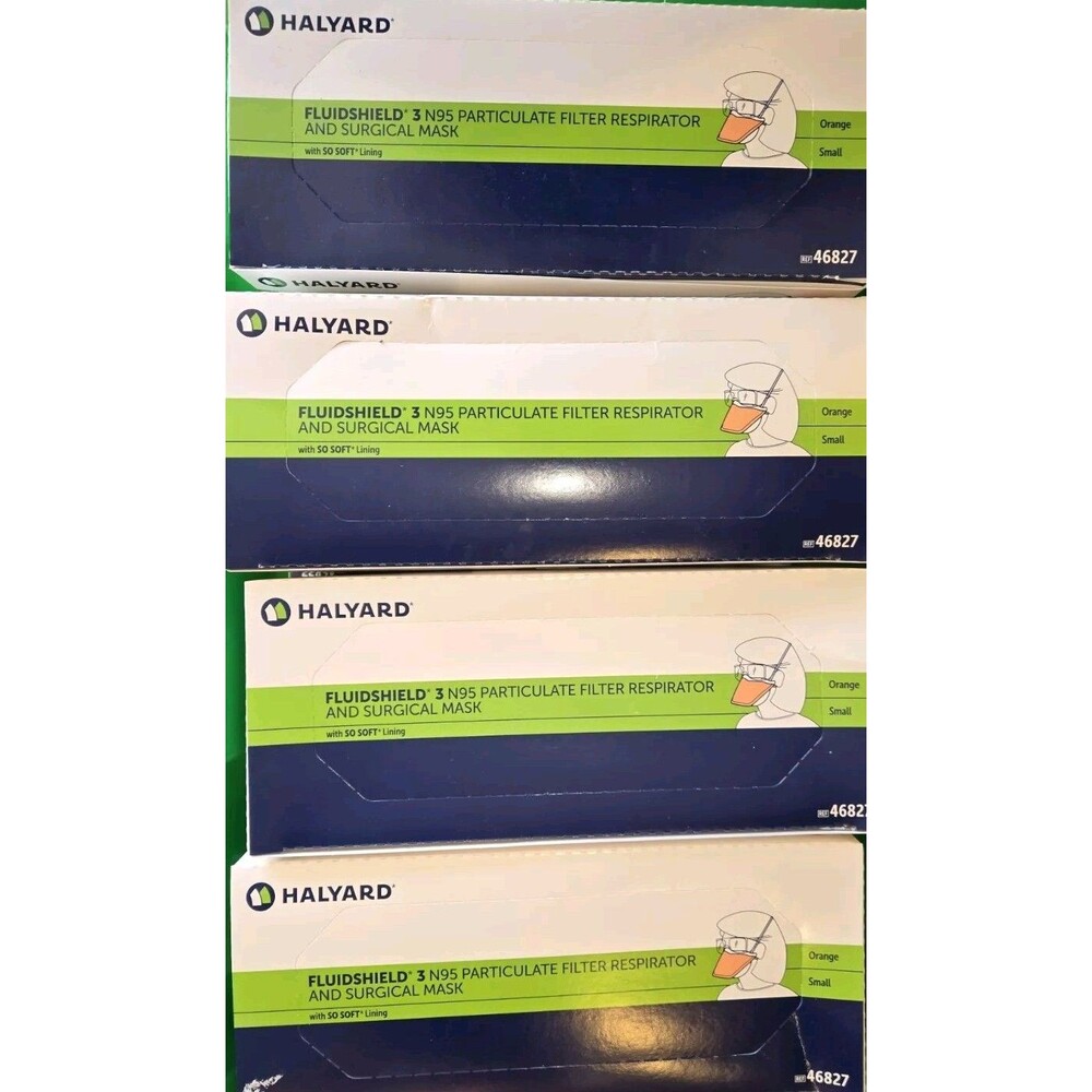 Case of 175 Halyard FluidShield 3 N95  Surgical Face Mask 46827 In Date (5 x 35)